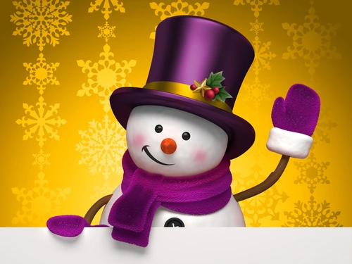снеговик, цилиндр, снег, новый год, праздник, коричневые, белые, фиолетовые